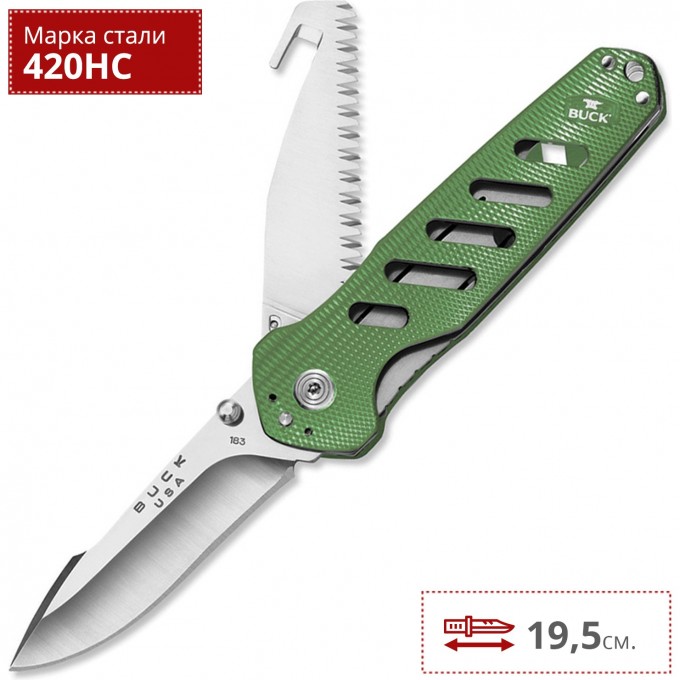 Нож BUCK 0183GRS ALPHA CROSSLOCK FOLDING GREEN B0183GRS Нож BUCK 0183GRS ALPHA CROSSLOCK FOLDING GREEN B0183GRS